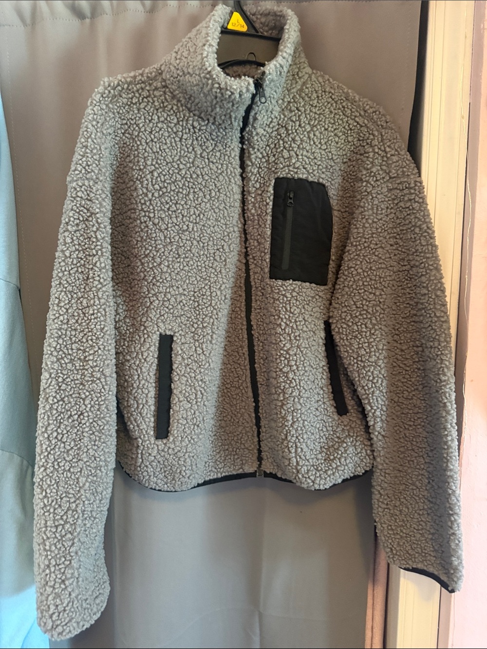 HALARA NEW Light Gray Teddy Sherpa Zip Jacket